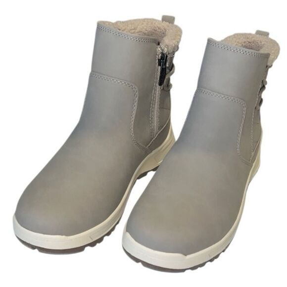 Khombu Sarah Taupe Fleece Lined SIde Zip Up Memory Foam Boots Size 8 NWOB - Picture 1 of 9